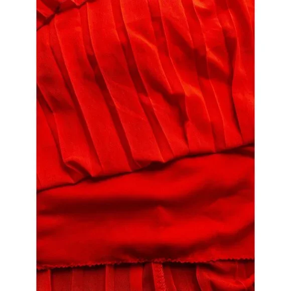 NWT YA Los Angeles‎ Maxi Accordion-Pleated Silk-Blend Boho Romantic Skirt Sz L